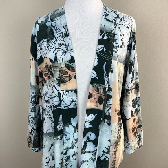 Tolani Kimono Duster Cardigan OS Grace Floral Tropical Multicolor Lightweight - Picture 2 of 10